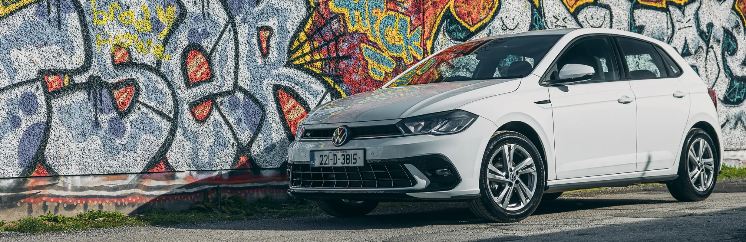 A white Volkswagen Polo