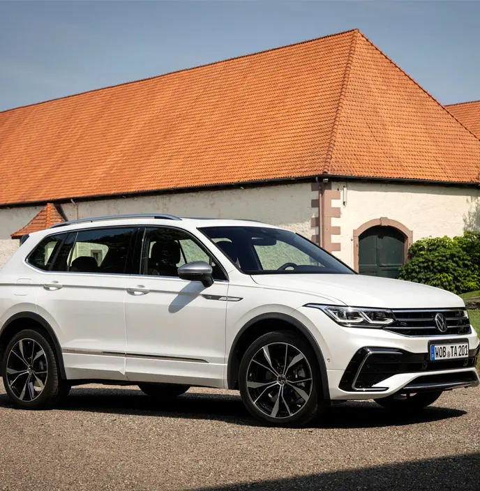 A white Volkswagen Tiguan Allspice