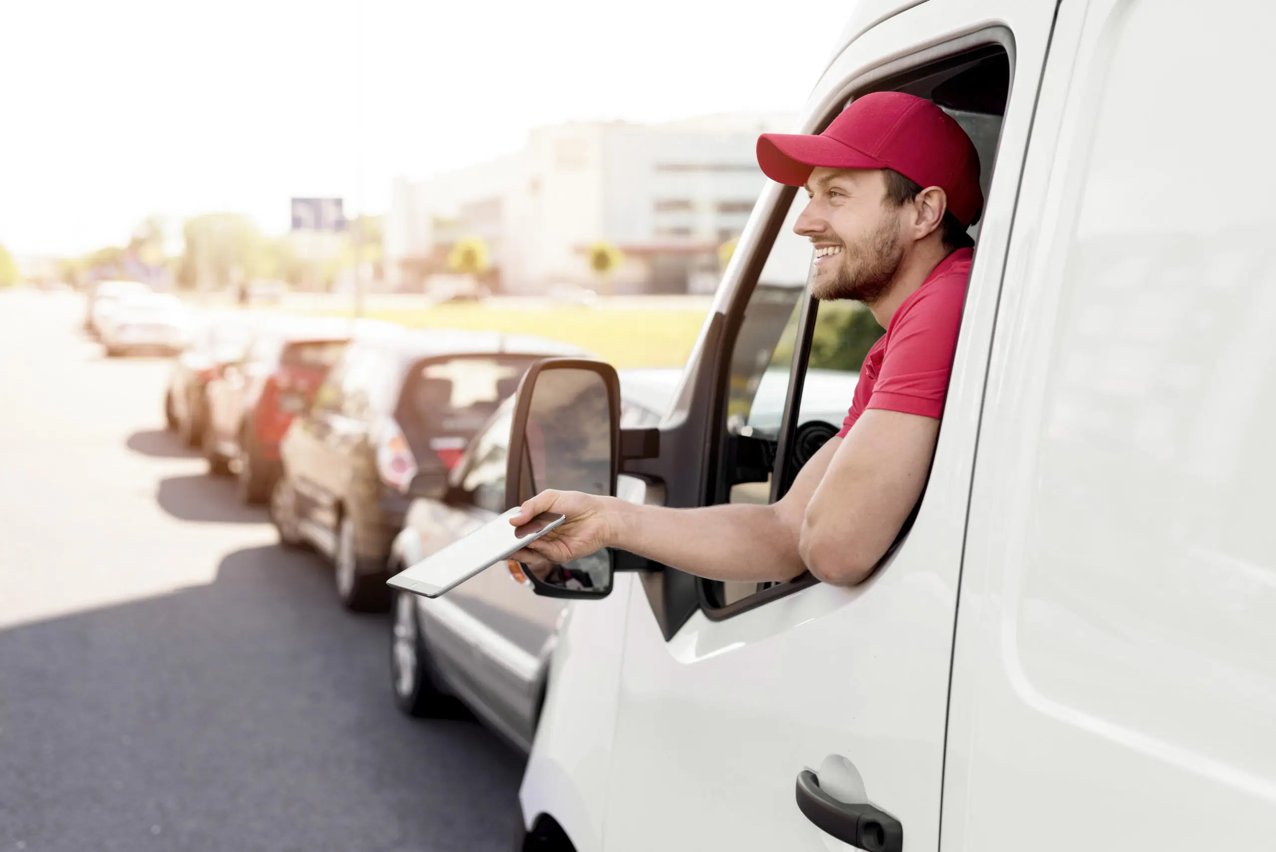 Commercial van insurance quote form with a van in the background.