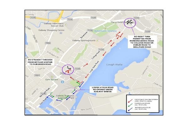 Lough Atalia Rd in Galway City - Major Changes