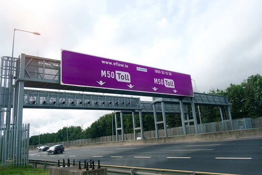 A photo of the M50 toll-free signs
