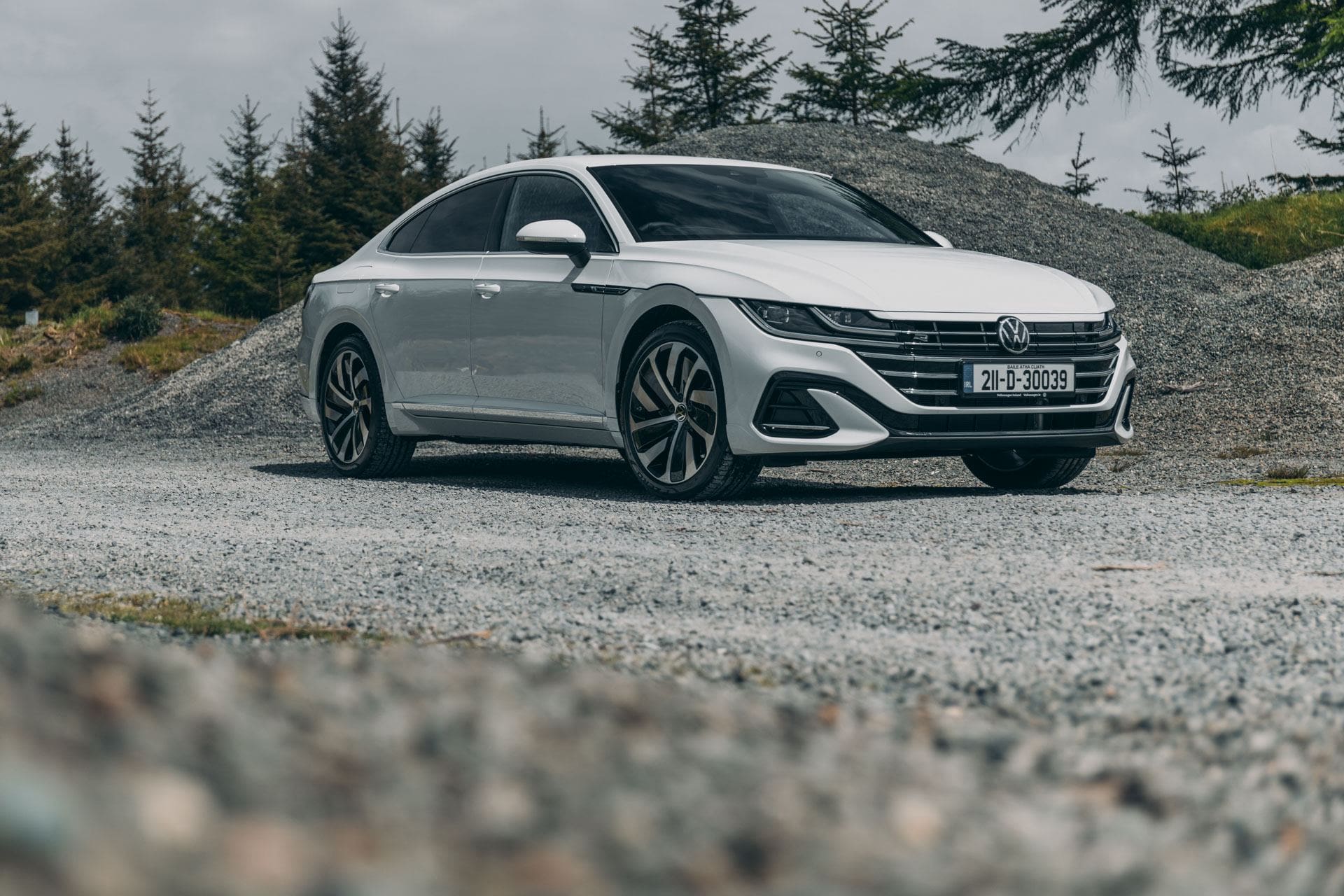 A photo of a white Volkswagen Arteon PHEV eHybrid.