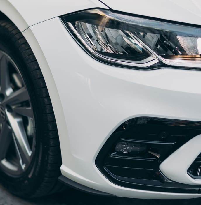 The front bumper and light of a Volkswagen Polo R-Line