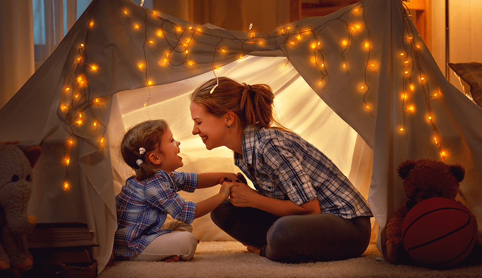 Mother & Daughter in a tent