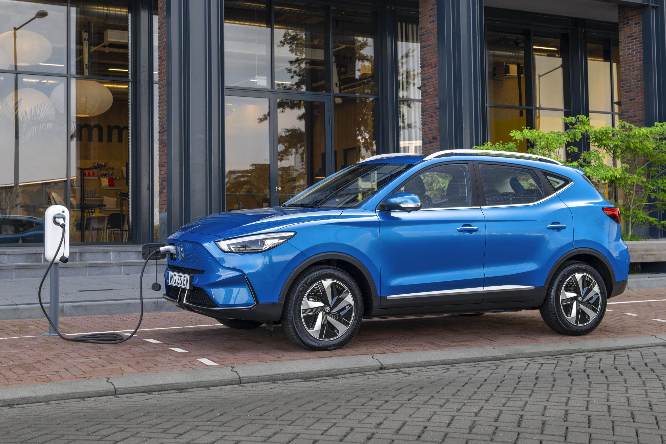 A Blue MG ZS EV
