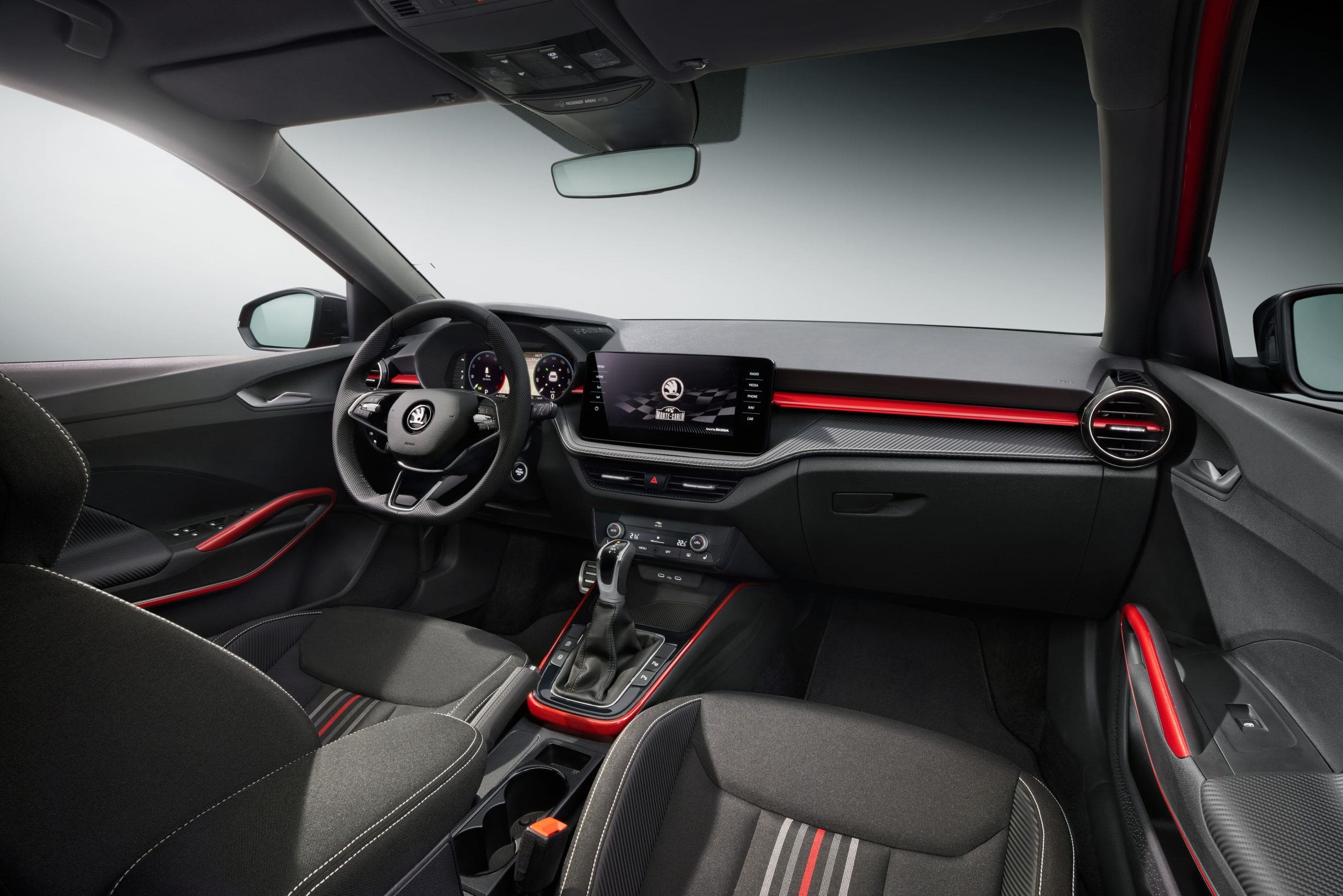 The interior of the Skoda Fabia Monte Carlo.