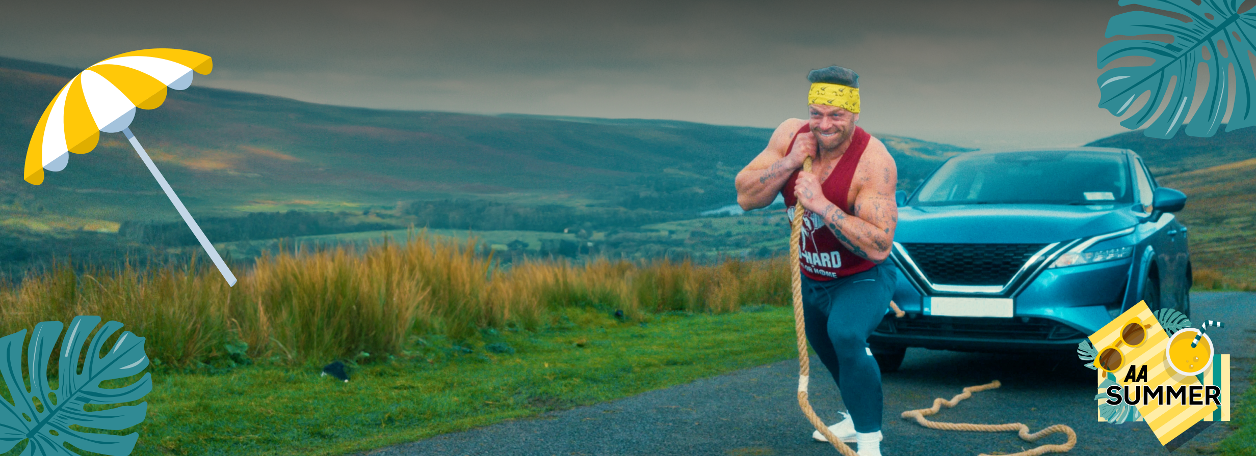 Man pulling his roadside broken car, aa breakdown assistance near me, car breakdown assistance ireland, aa roadside assistance ireland, aa membership
