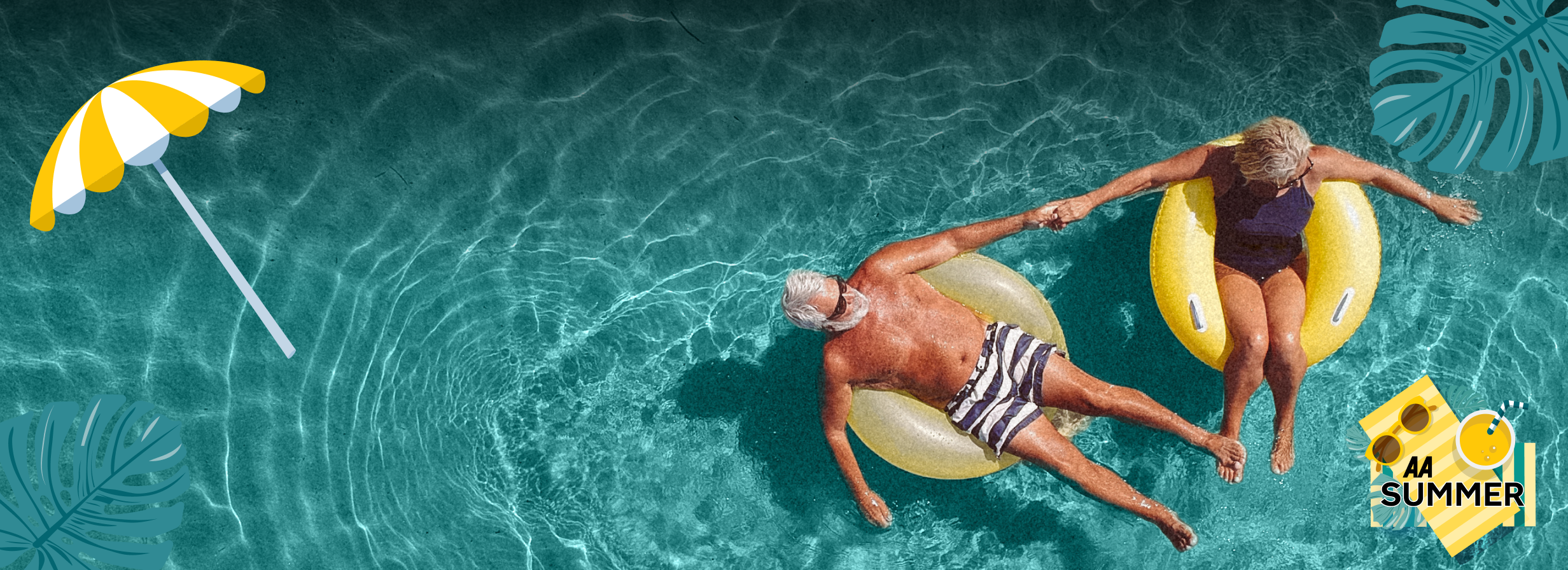 Old Couple having good time in pool, Cheap Travel Insurance, Holiday Insurance Ireland